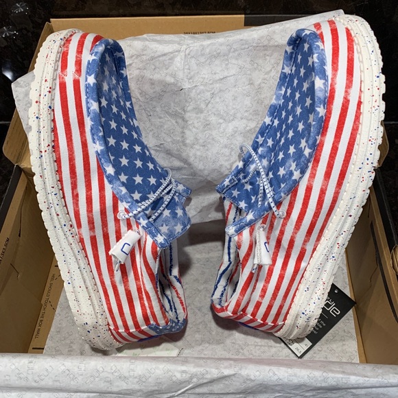 Hey Dude Shoes | Hey Dude Wally Stars \u0026 Stripesusa Flag Red White Blue | Color: Blue/Red | Size: 7 | Jonesyken's Closet